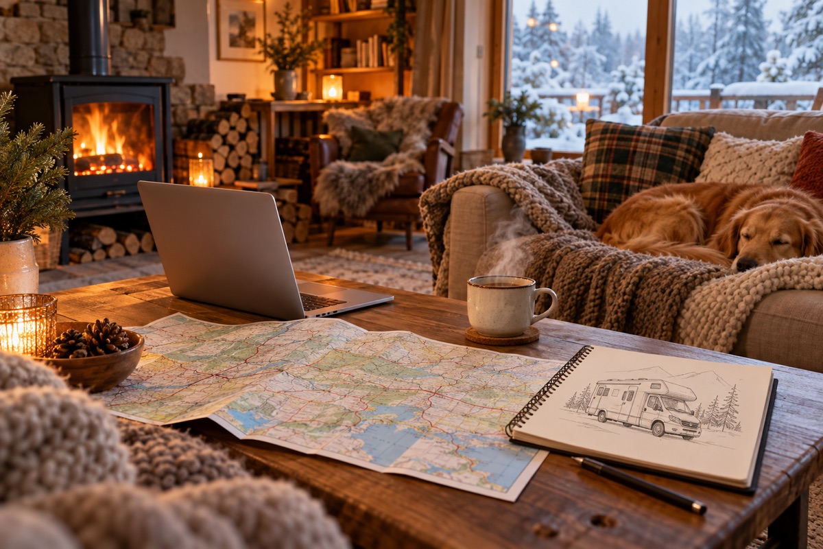 Sommerurlaub mit dem Wohnmobil im Winter am Couchtisch planen