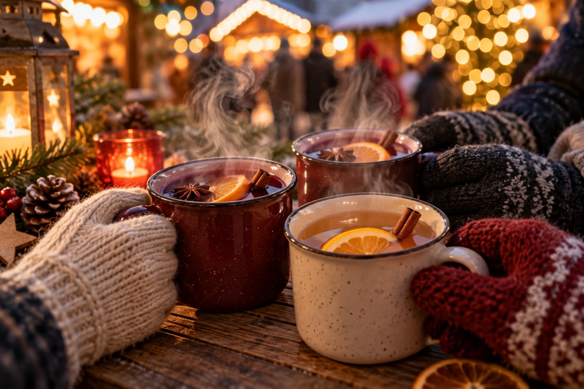 Glühwein und Kinderpunsch am Weihnachtsmarktstand